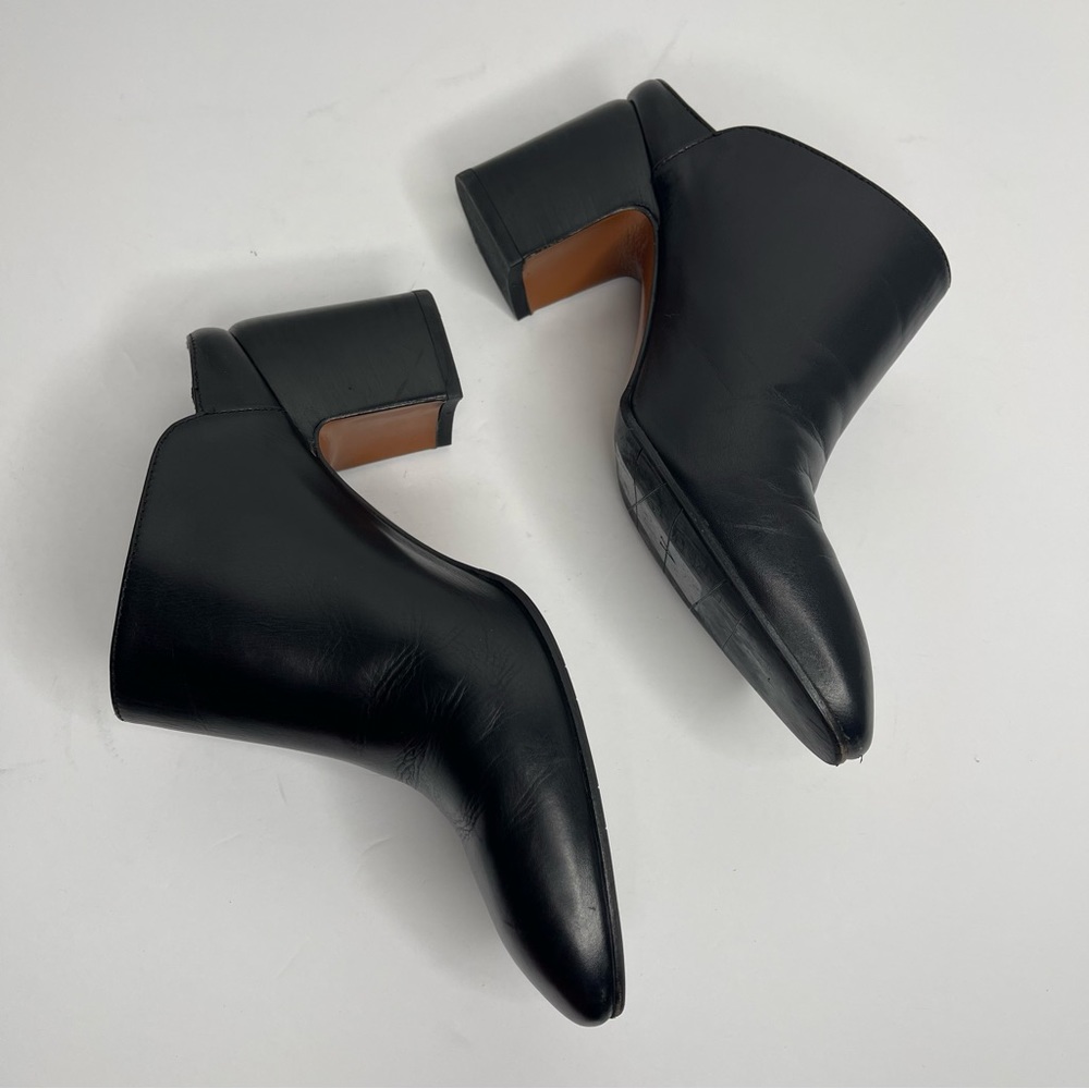 Aquatalia Elisabetta Black Slip-On Leather Block Heel Mule Booties Size 8.5 - Picture 5 of 14